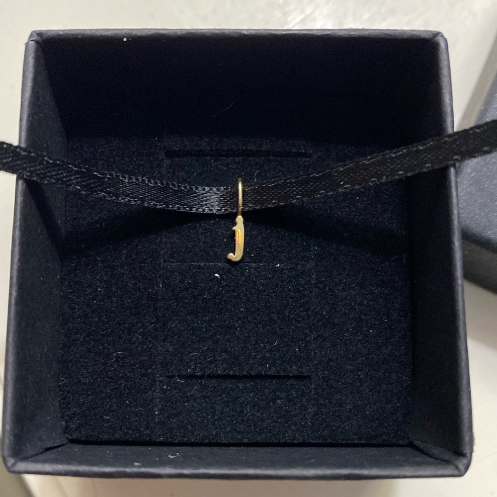 Catbird tiny alphabet letter J 14k gold